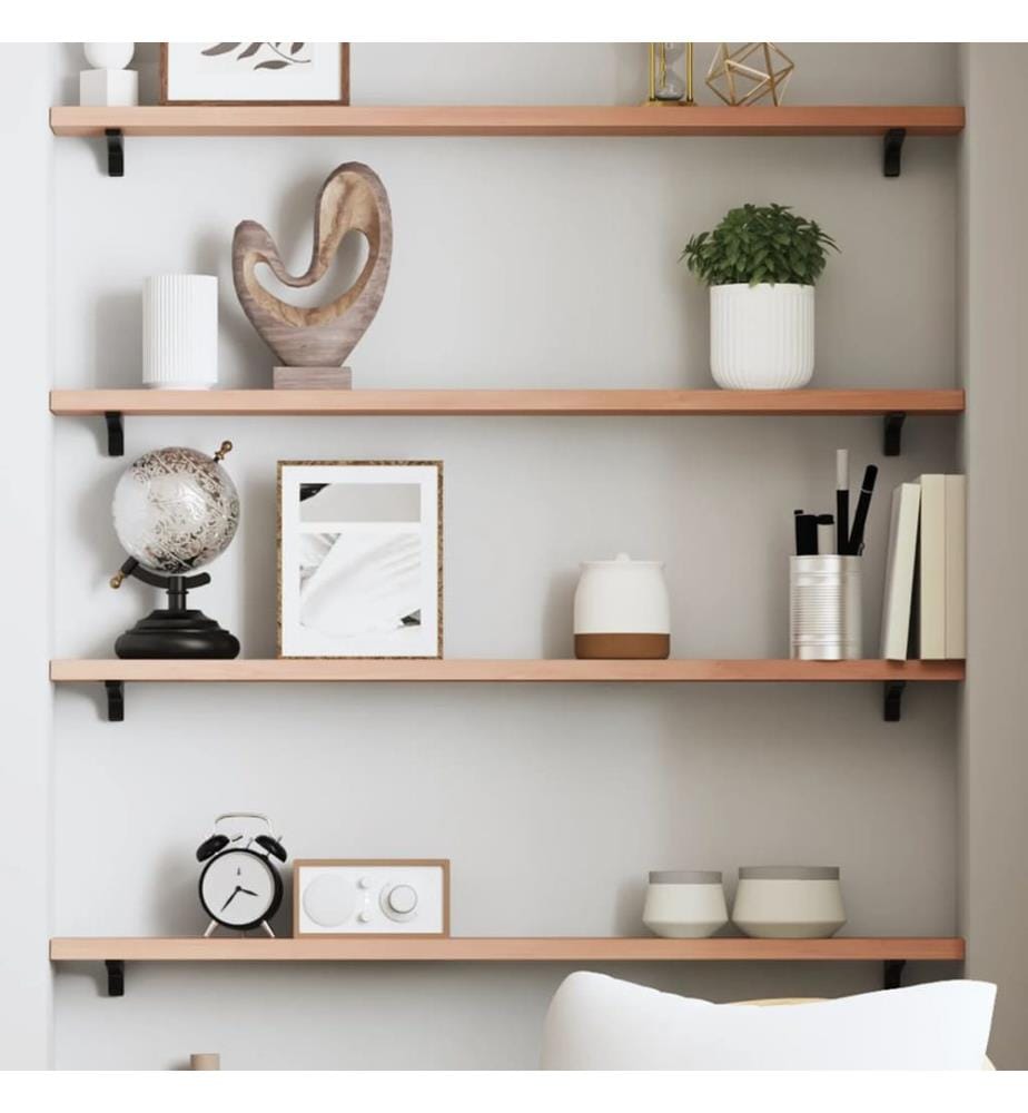Wandregal Hellbraun 80x10x2 cm Massivholz Eiche Behandelt