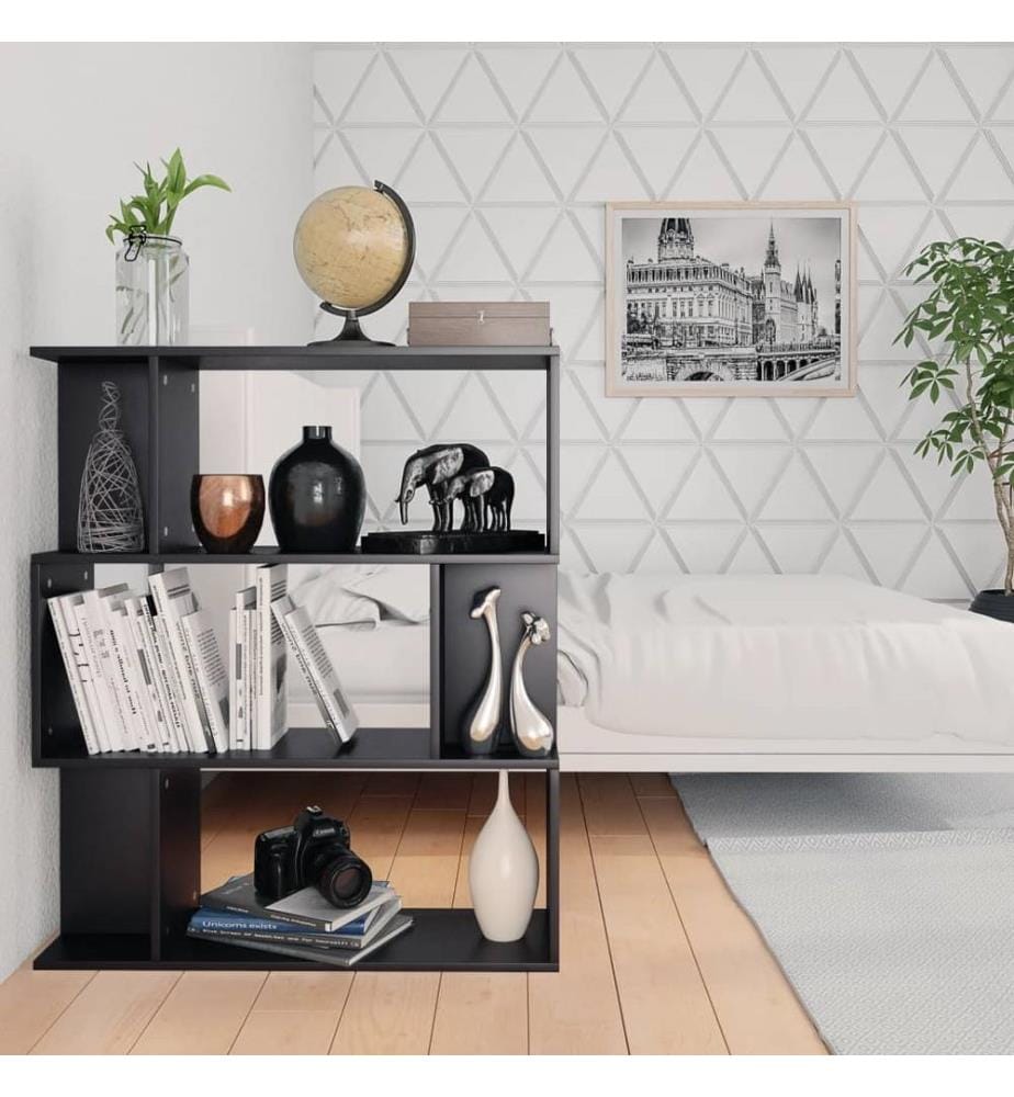 Bücherregal/Raumteiler Schwarz 80x24x96 cm Holzwerkstoff