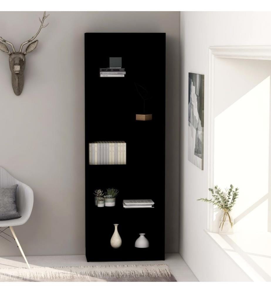 Bücherregal 5 Fächer Schwarz 60x24x175 cm Holzwerkstoff