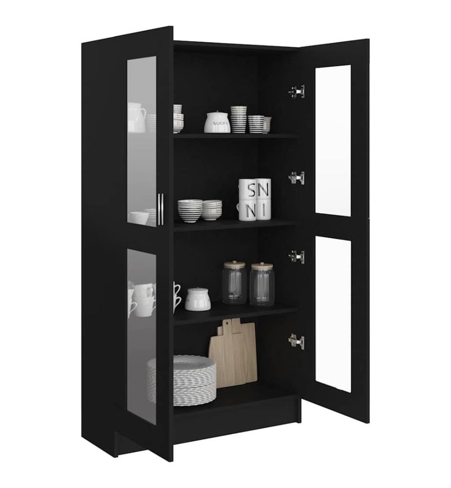 Vitrinenschrank Schwarz 82,5x30,5x150 cm Holzwerkstoff