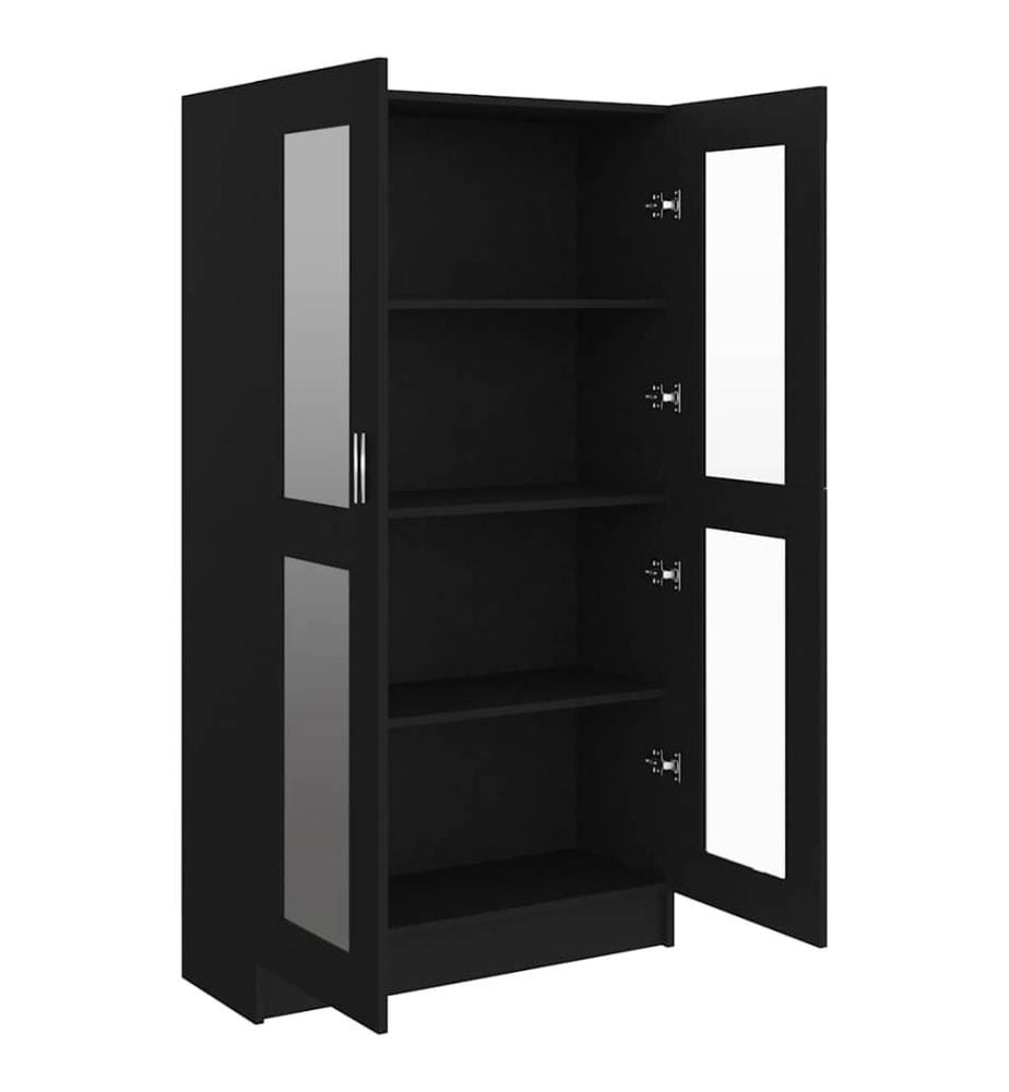 Vitrinenschrank Schwarz 82,5x30,5x150 cm Holzwerkstoff