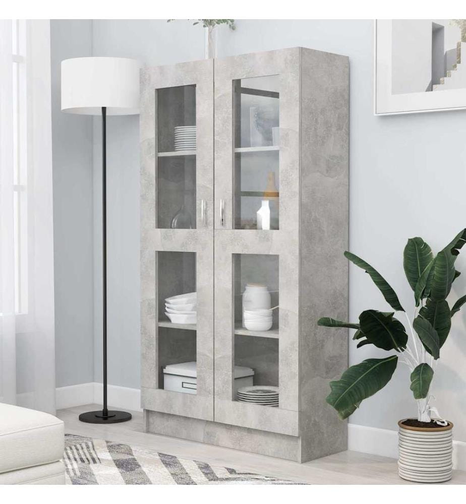Vitrinenschrank Betongrau 82,5x30,5x150 cm Holzwerkstoff