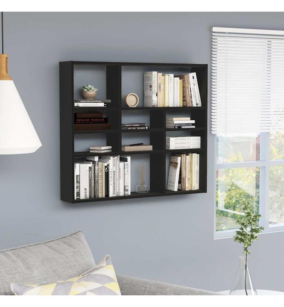 Wandregal Schwarz 90x16x78 cm Holzwerkstoff