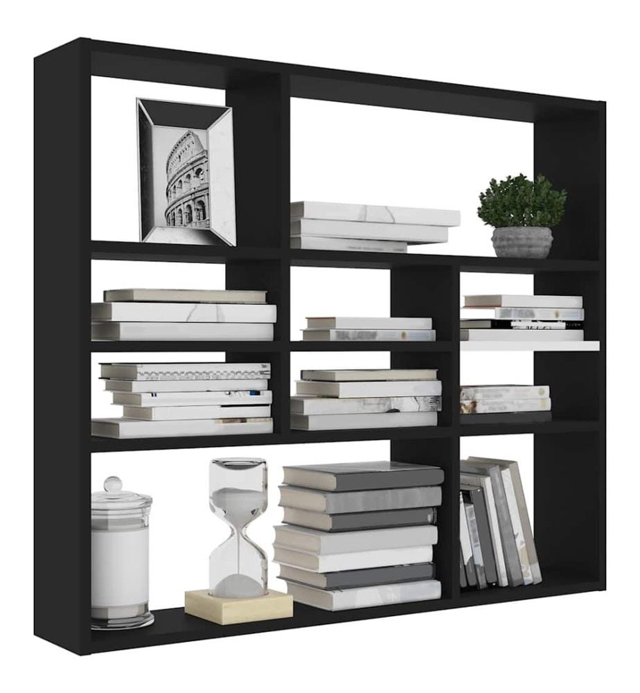 Wandregal Schwarz 90x16x78 cm Holzwerkstoff