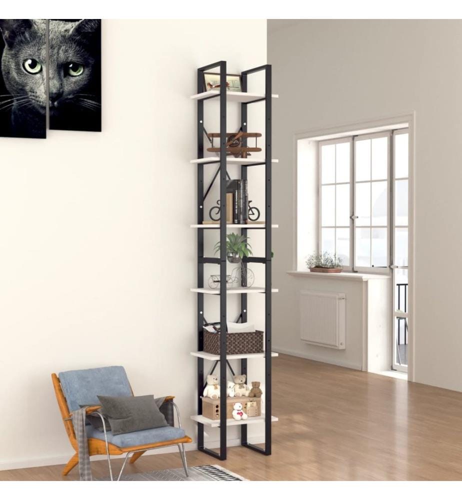 Bibliothèque à 6 niveaux blanc 40x30x210 cm bois ingénierie