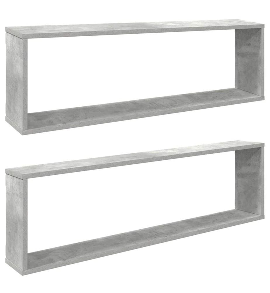 Würfelregale 2 Stk. Betongrau 100x15x30 cm Holzwerkstoff