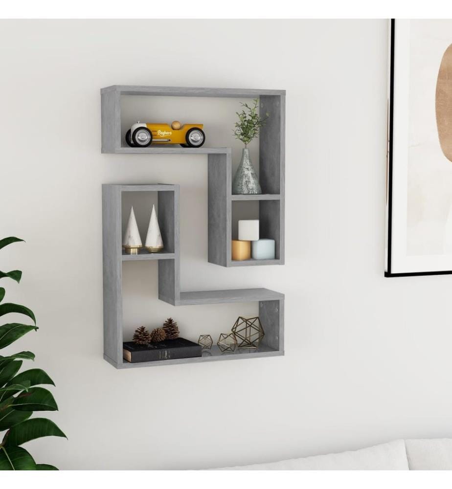 Wandregale 2 Stk. Betongrau 50x15x50 cm Holzwerkstoff