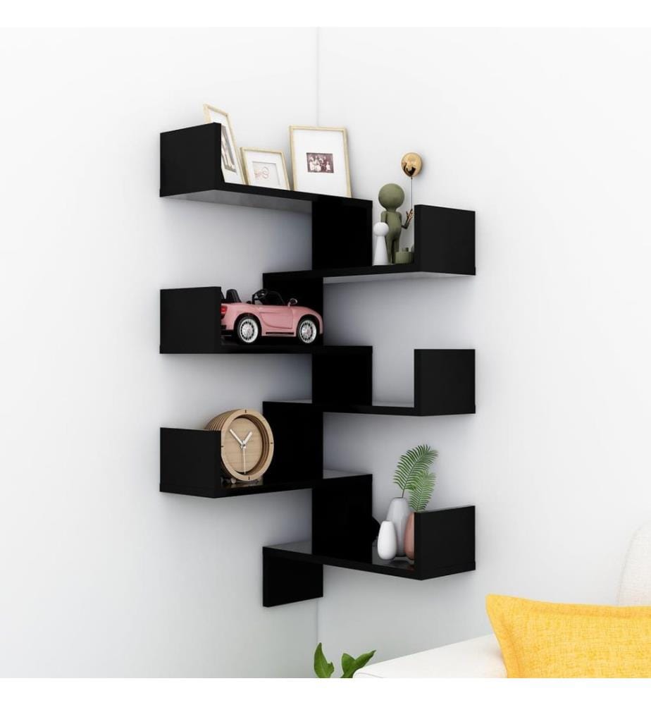 Wand-Eckregale 2 Stk. Schwarz 40x40x50 cm Holzwerkstoff