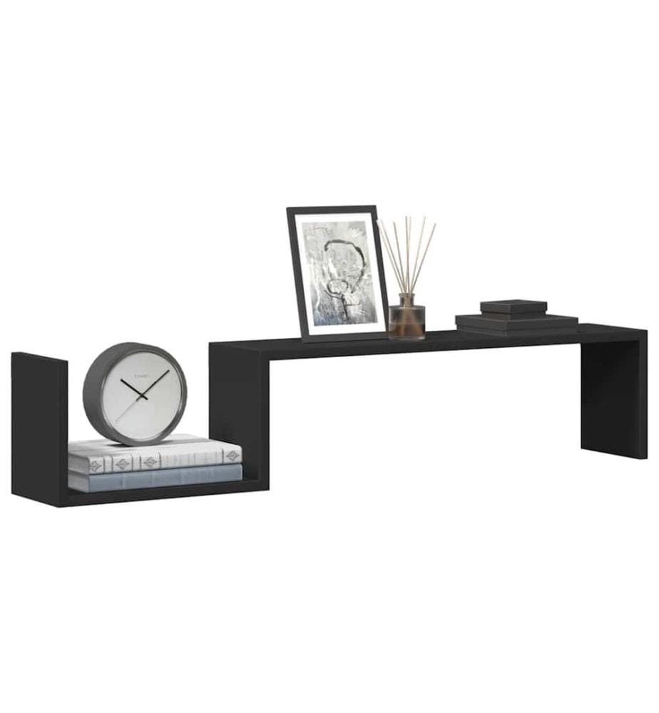 Wandregale 2 Stk. Schwarz 100x15x20 cm Holzwerkstoff