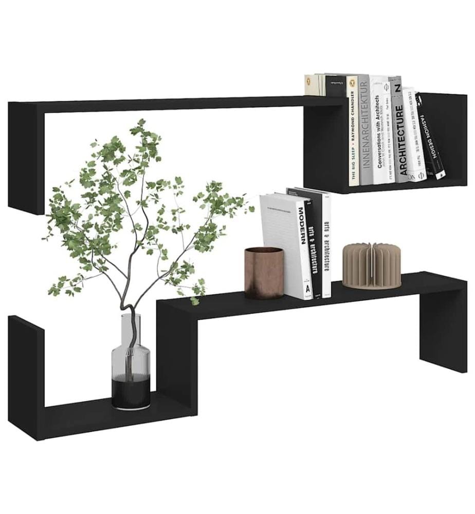 Wandregale 2 Stk. Schwarz 100x15x20 cm Holzwerkstoff