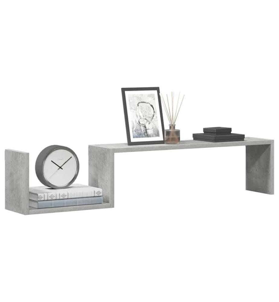 Wandregale 2 Stk. Betongrau 100x15x20 cm Holzwerkstoff
