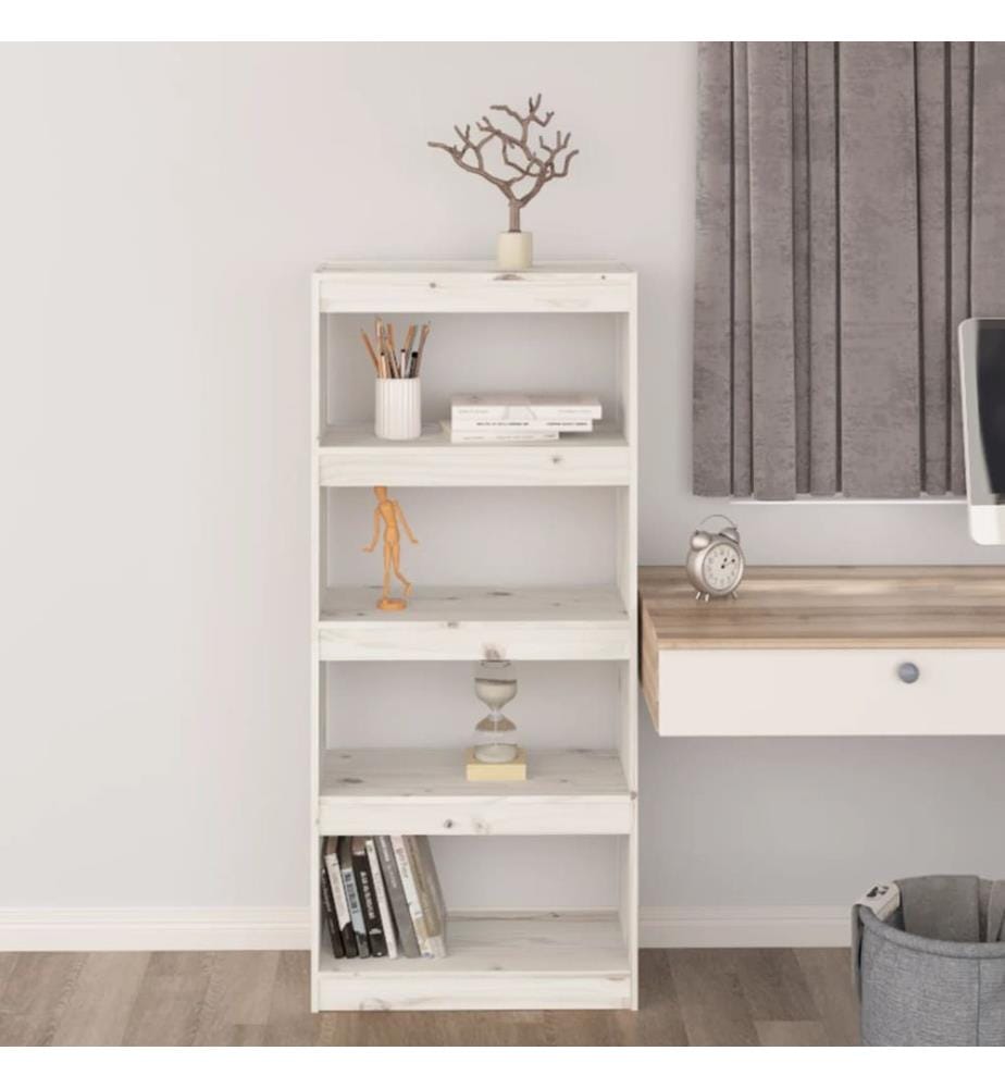Bibliothèque/Séparateur de pièce Blanc 60x30x135,5cm Pin massif