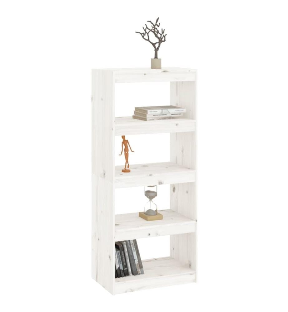 Bibliothèque/Séparateur de pièce Blanc 60x30x135,5cm Pin massif
