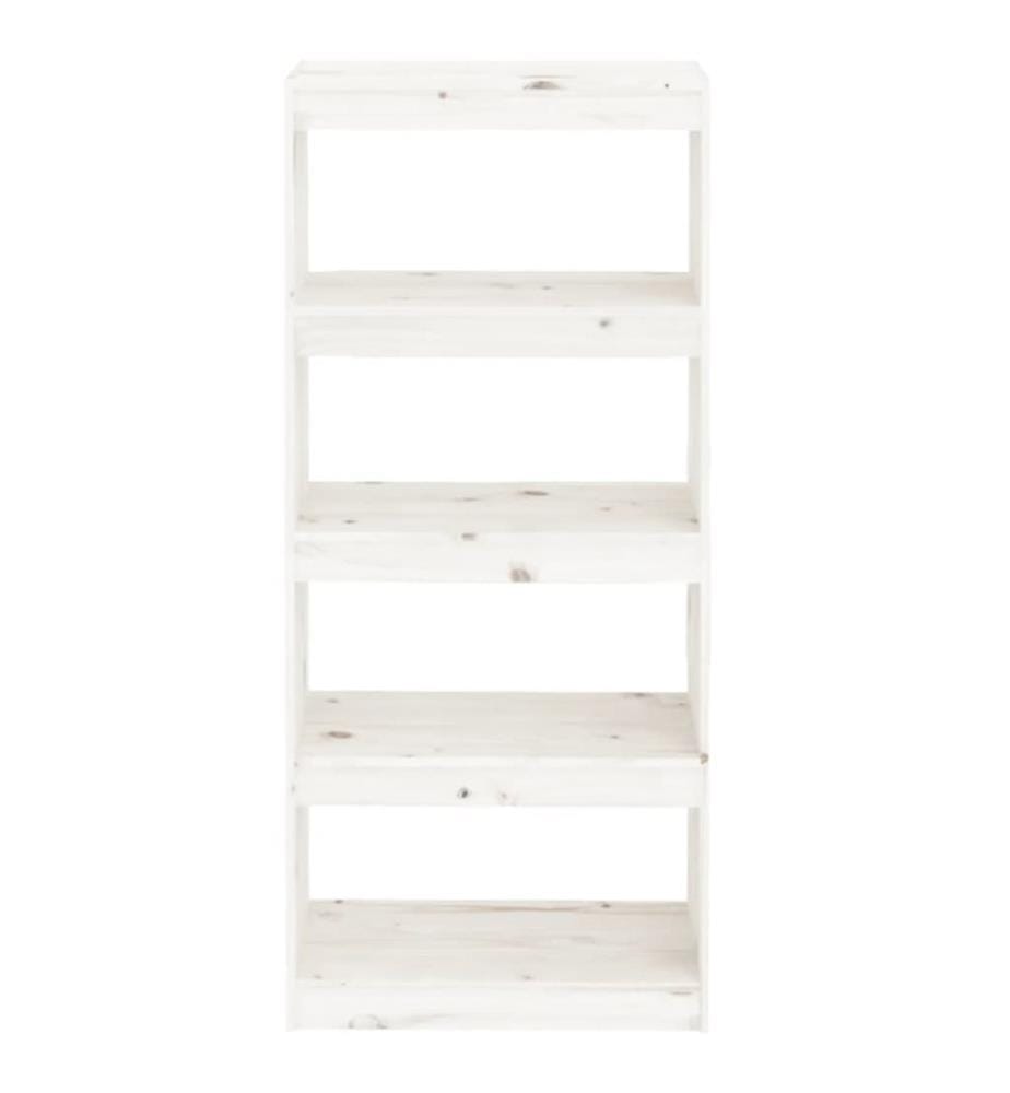 Bibliothèque/Séparateur de pièce Blanc 60x30x135,5cm Pin massif