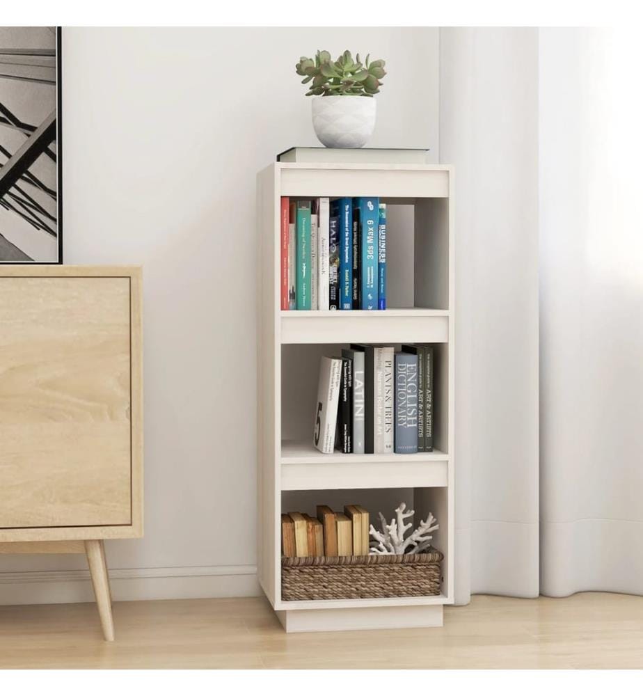 Bibliothèque/Séparateur de pièce blanc 40x35x103 cm pin massif
