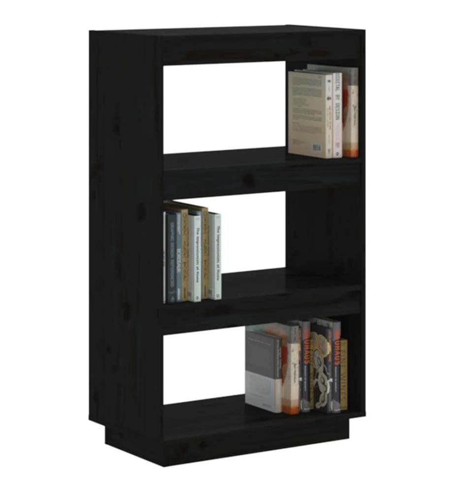 Bibliothèque/Séparateur de pièce Noir 60x35x103 cm Pin massif