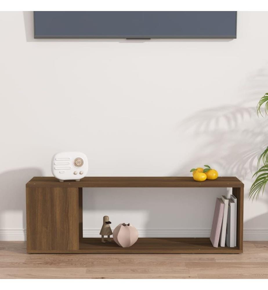 TV-Schrank Braun Eichen-Optik 100x24x32 cm Holzwerkstoff