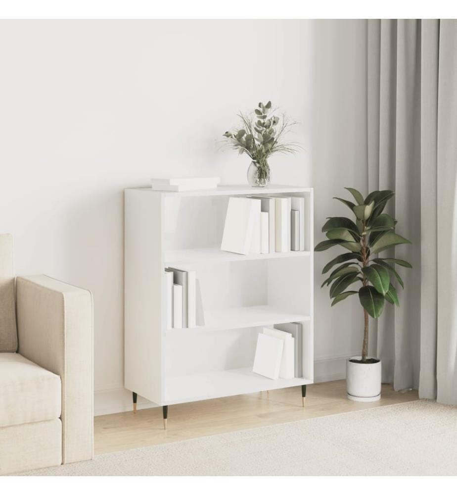 Bücherregal Hochglanz-Weiss 69,5x32,5x90 cm Holzwerkstoff