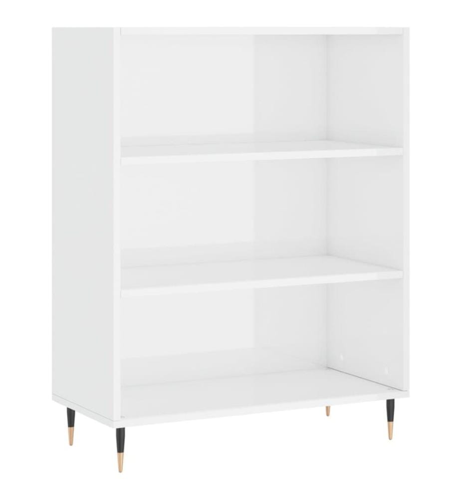 Bücherregal Hochglanz-Weiss 69,5x32,5x90 cm Holzwerkstoff