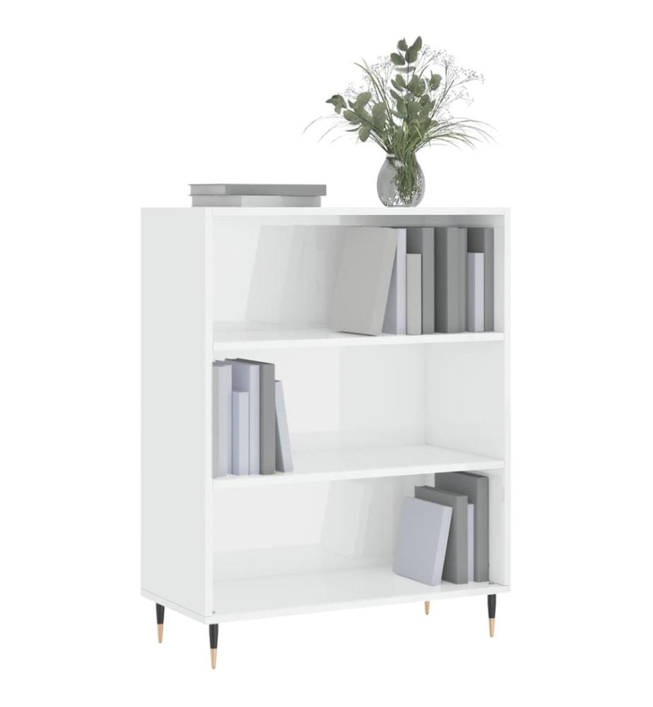 Bücherregal Hochglanz-Weiss 69,5x32,5x90 cm Holzwerkstoff