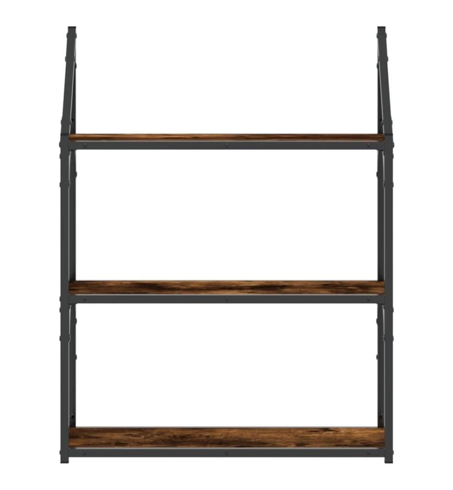 Wandregal 3 Fächer Räuchereiche 60x21x78,5 cm Holzwerkstoff
