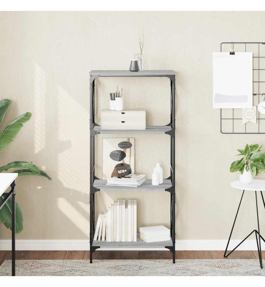 Bücherregal 4 Böden Grau Sonoma 59x35x132 cm Holzwerkstoff