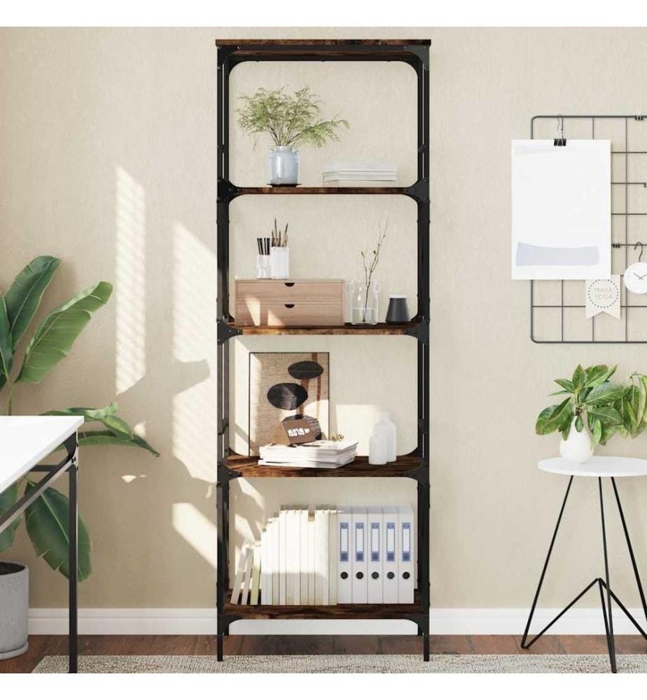 Bücherregal 5 Böden Räuchereiche 59x35x171 cm Holzwerkstoff