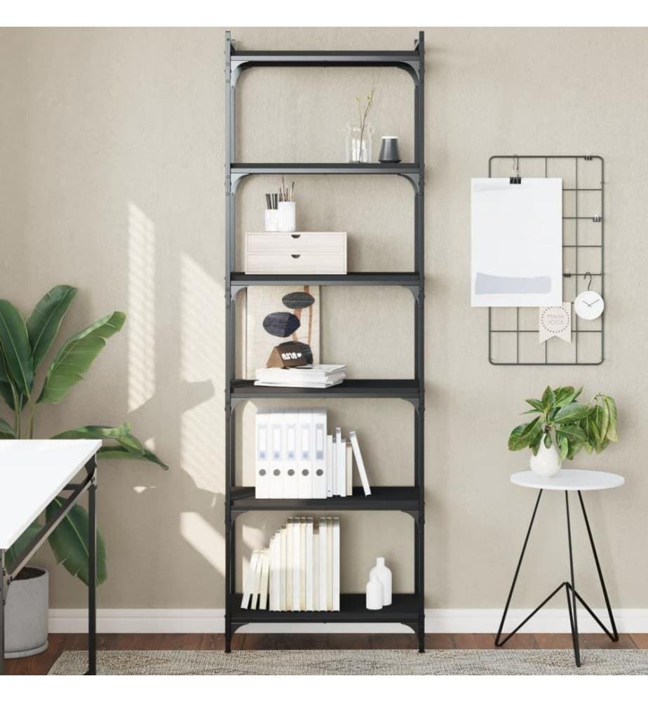 Bücherregal 6 Böden Schwarz 60x30x188 cm Holzwerkstoff