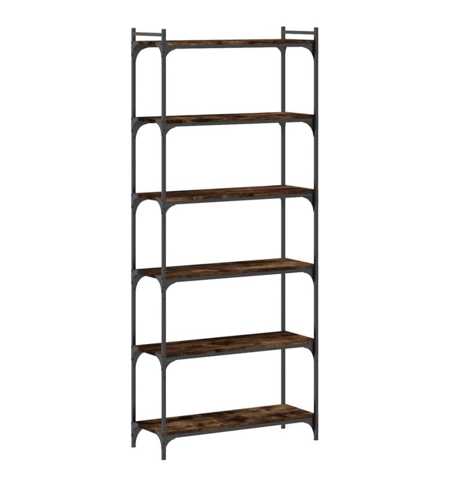 Bücherregal 6 Böden Räuchereiche 80x30x188 cm Holzwerkstoff