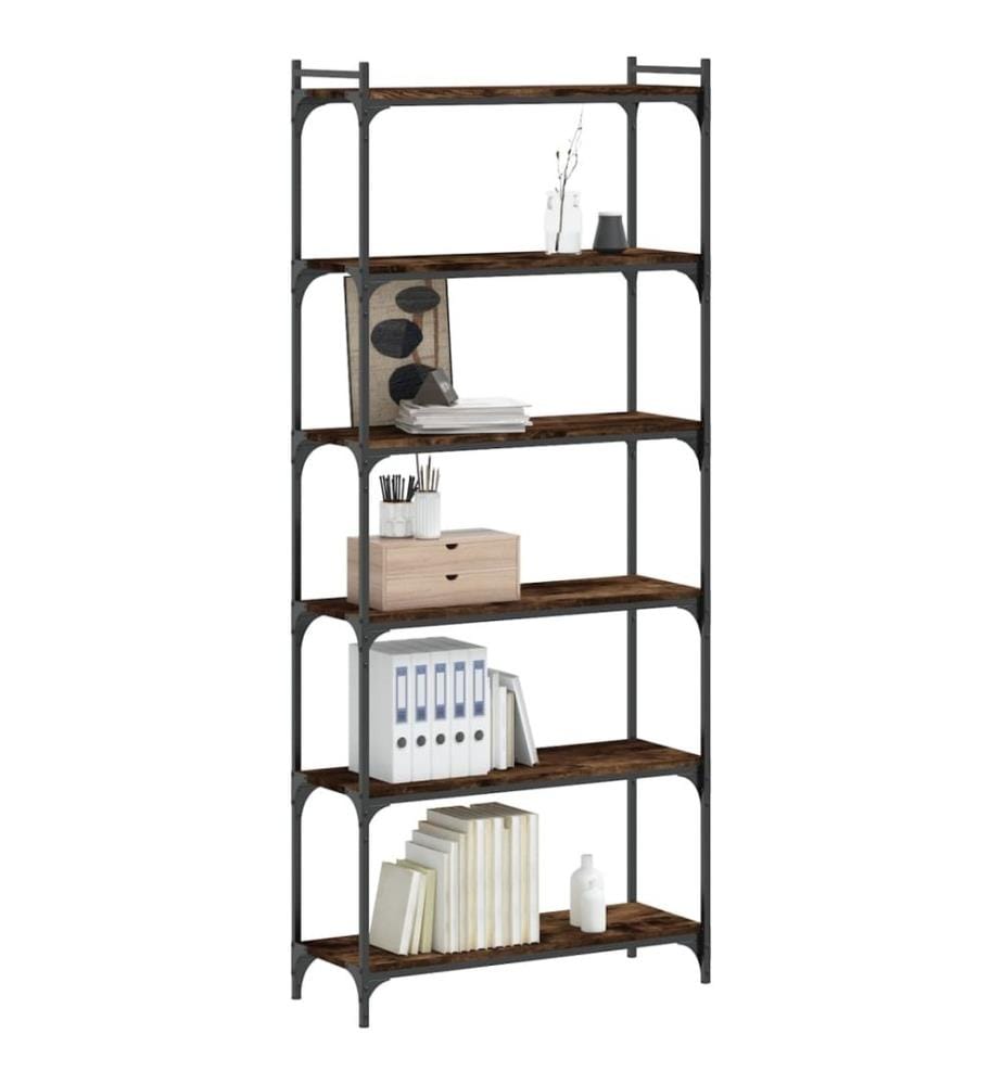 Bücherregal 6 Böden Räuchereiche 80x30x188 cm Holzwerkstoff