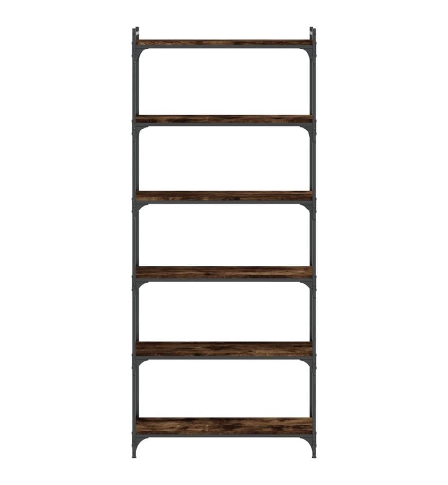 Bücherregal 6 Böden Räuchereiche 80x30x188 cm Holzwerkstoff
