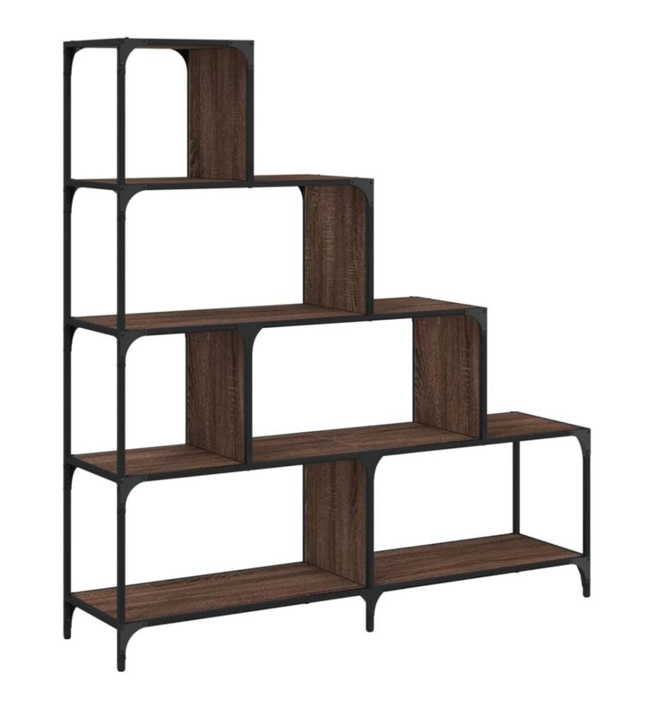 Bücherregal 4 Etagen Braun Eichen-Optik 139x33,5x149 cm