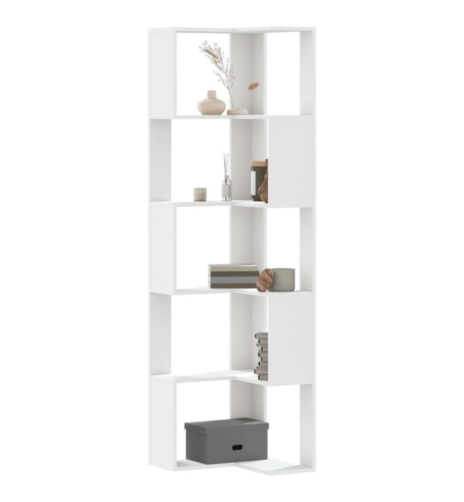 Eck-Bücherregal 5 Böden Weiss 50x50x179 cm Holzwerkstoff