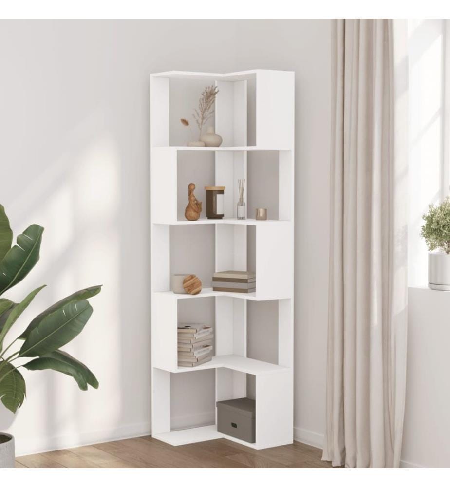 Eck-Bücherregal 5 Böden Weiss 50x50x179 cm Holzwerkstoff