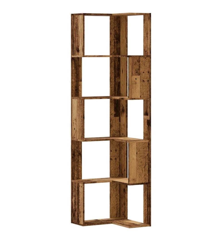 Eck-Bücherregal 5 Böden Altholz-Optik 50x50x179cm Holzwerkstoff