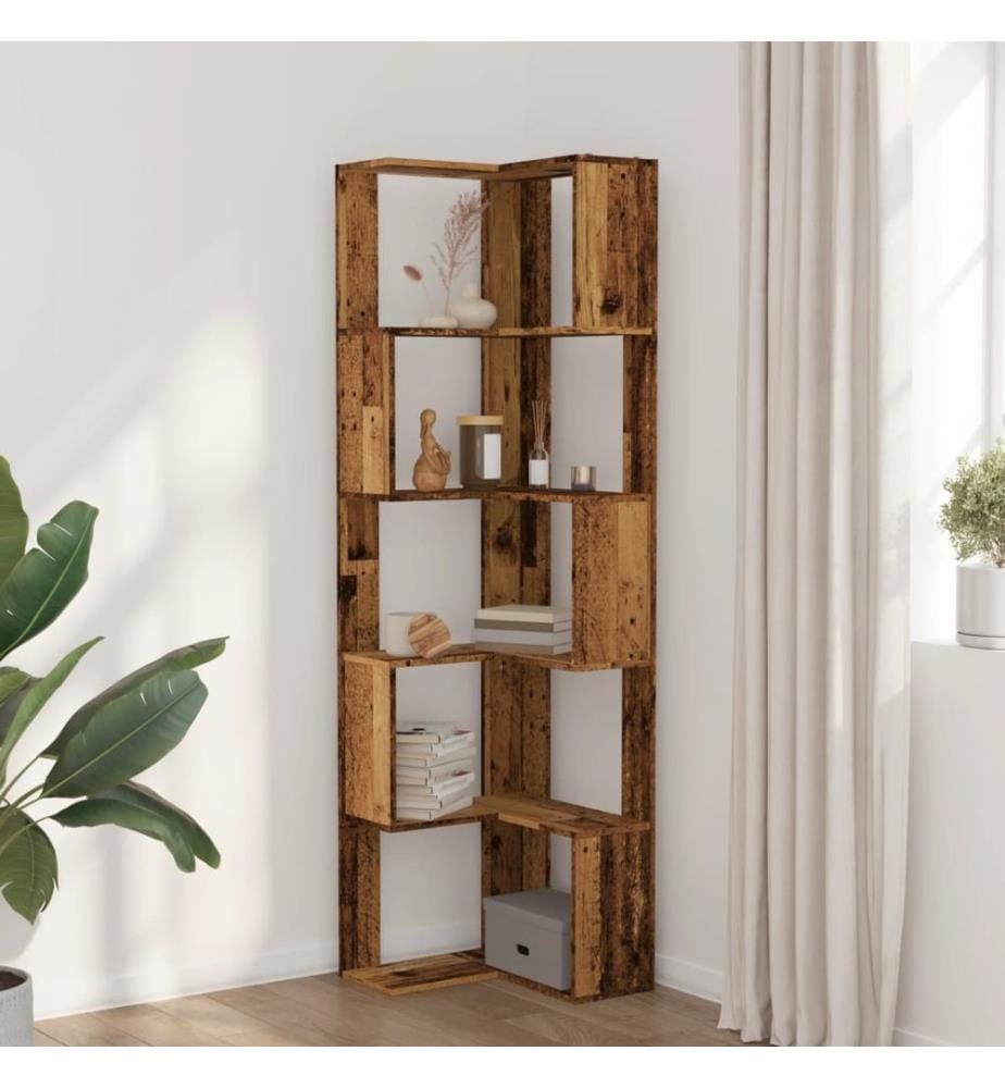 Eck-Bücherregal 5 Böden Altholz-Optik 50x50x179cm Holzwerkstoff