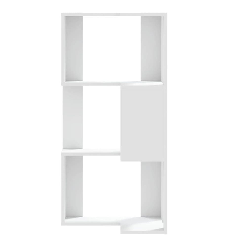 Bibliothèque d'angle à 3 niveaux blanc bois d'ingénierie