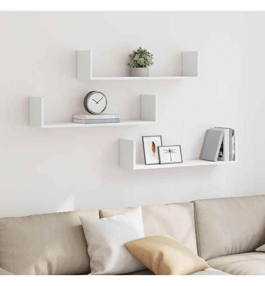 Wandregale 3 Stk. Weiss 80x18x18 cm Holzwerkstoff