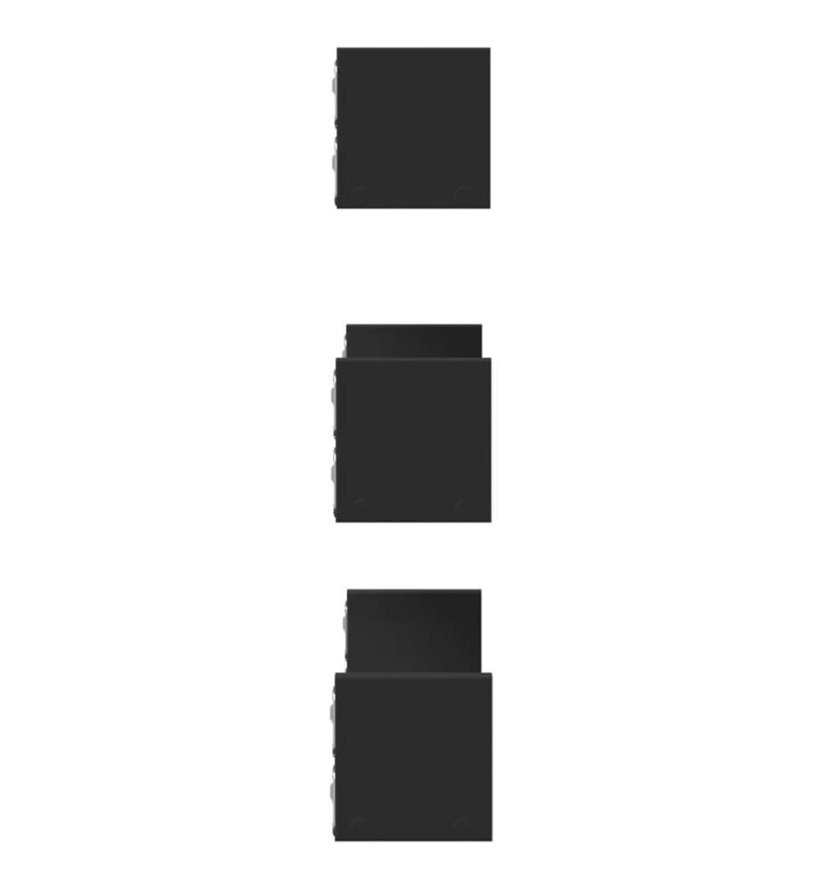 Wandregal 3 Stk. Schwarz Holzwerkstoff