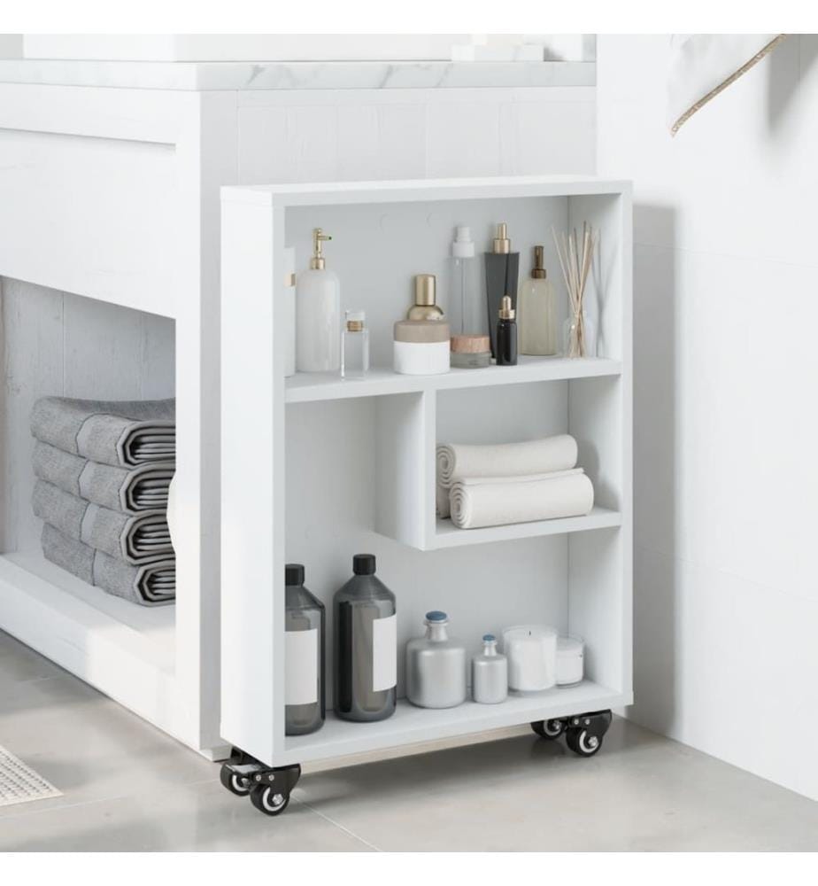 Aufbewahrungswagen Schmal Weiss 48x13x68 cm Holzwerkstoff