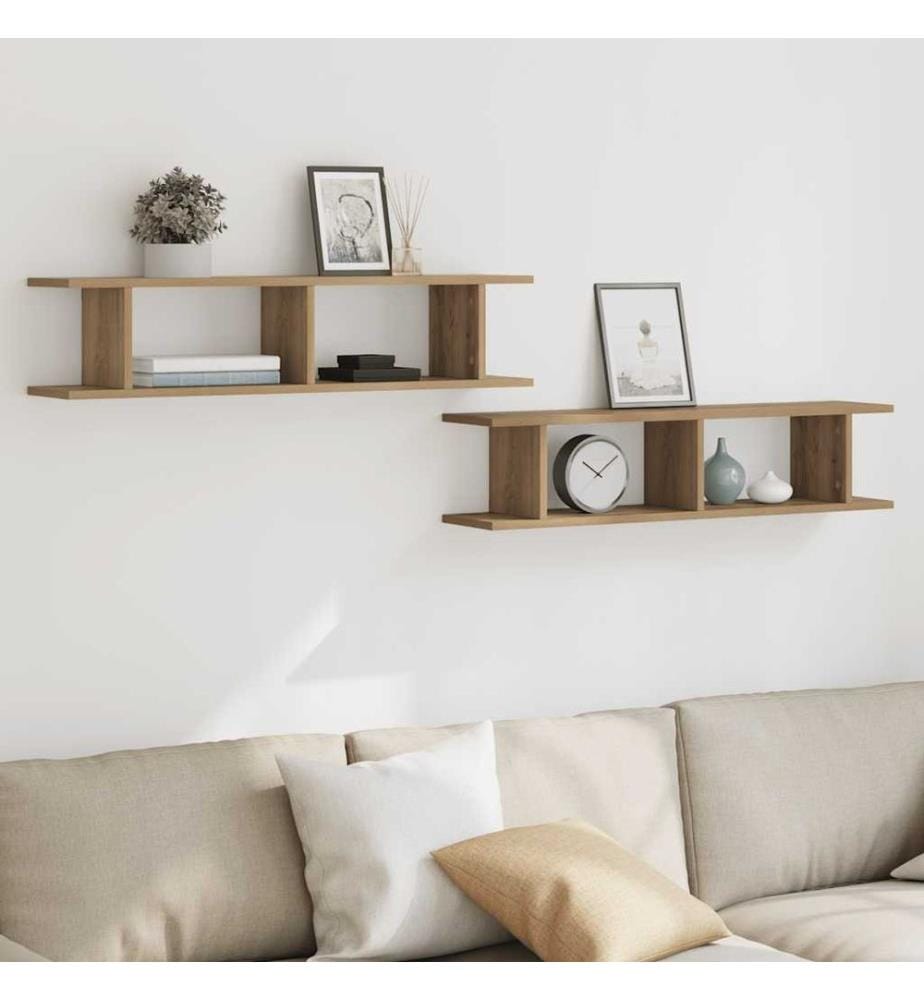 Wandregale 2 Stk. Artisan-Eiche 90x18x20 cm Holzwerkstoff