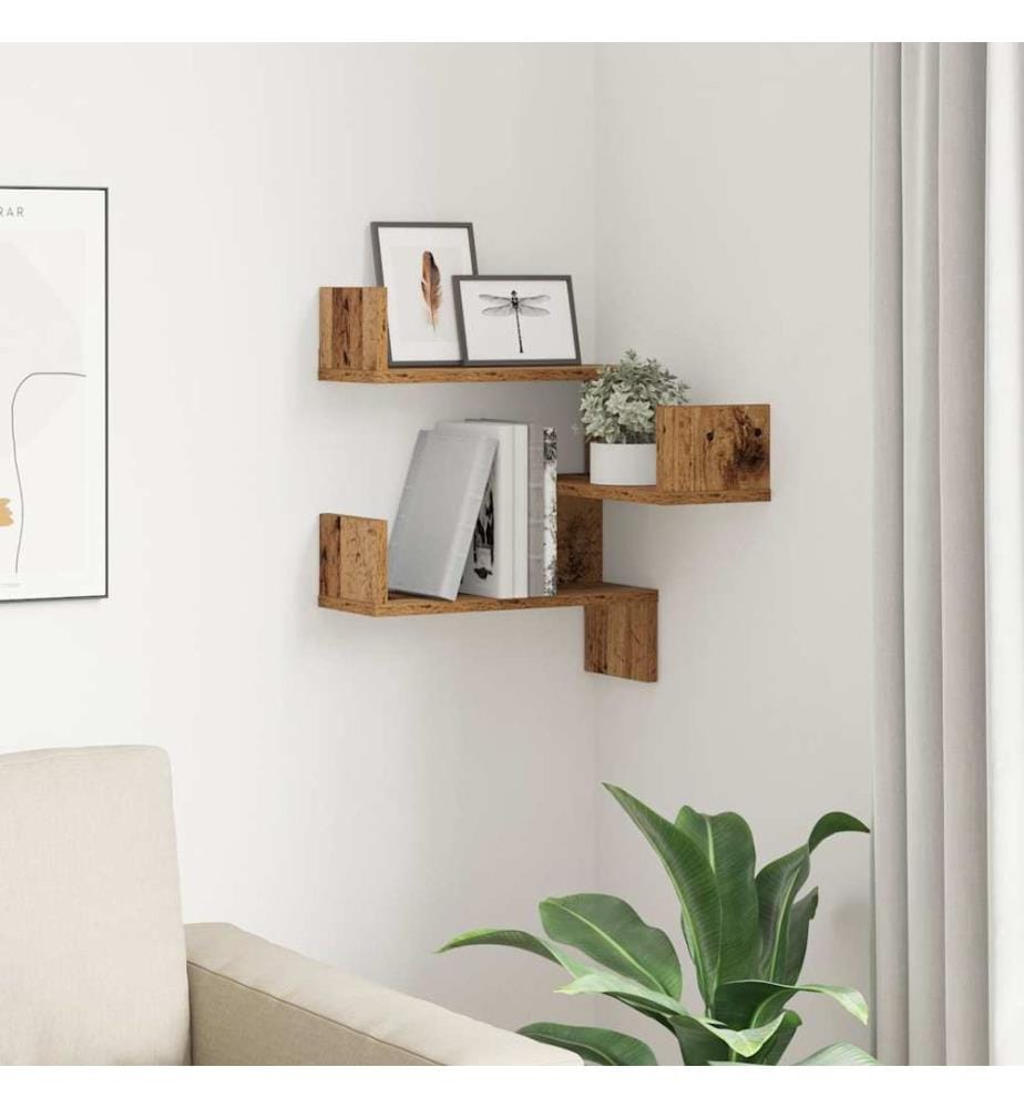 Wand-Eckregal Altholz-Optik 40x40x49,5 cm Holzwerkstoff