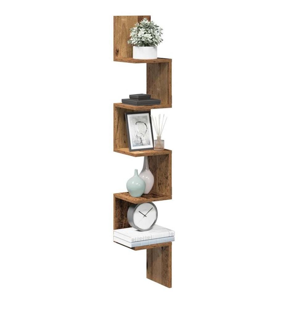 Wand-Eckregal Altholz-Optik 20x20x127,5 cm Holzwerkstoff