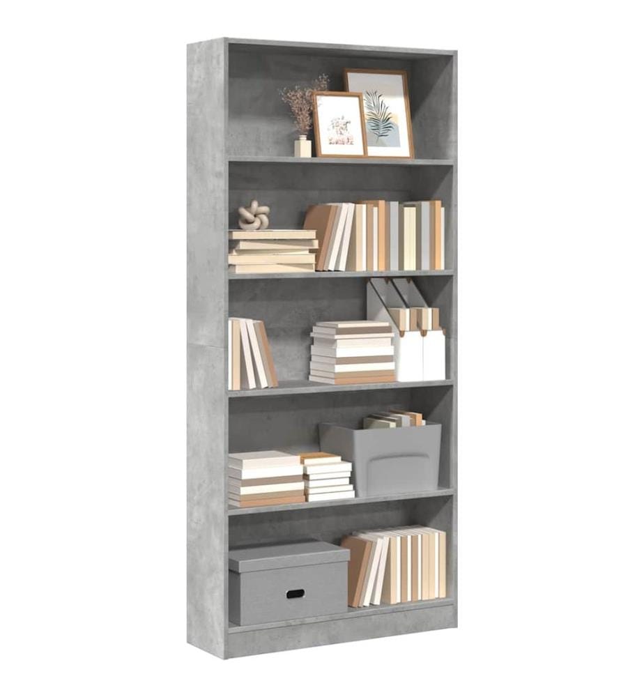Bücherregal Betongrau 80x24x176 cm Holzwerkstoff
