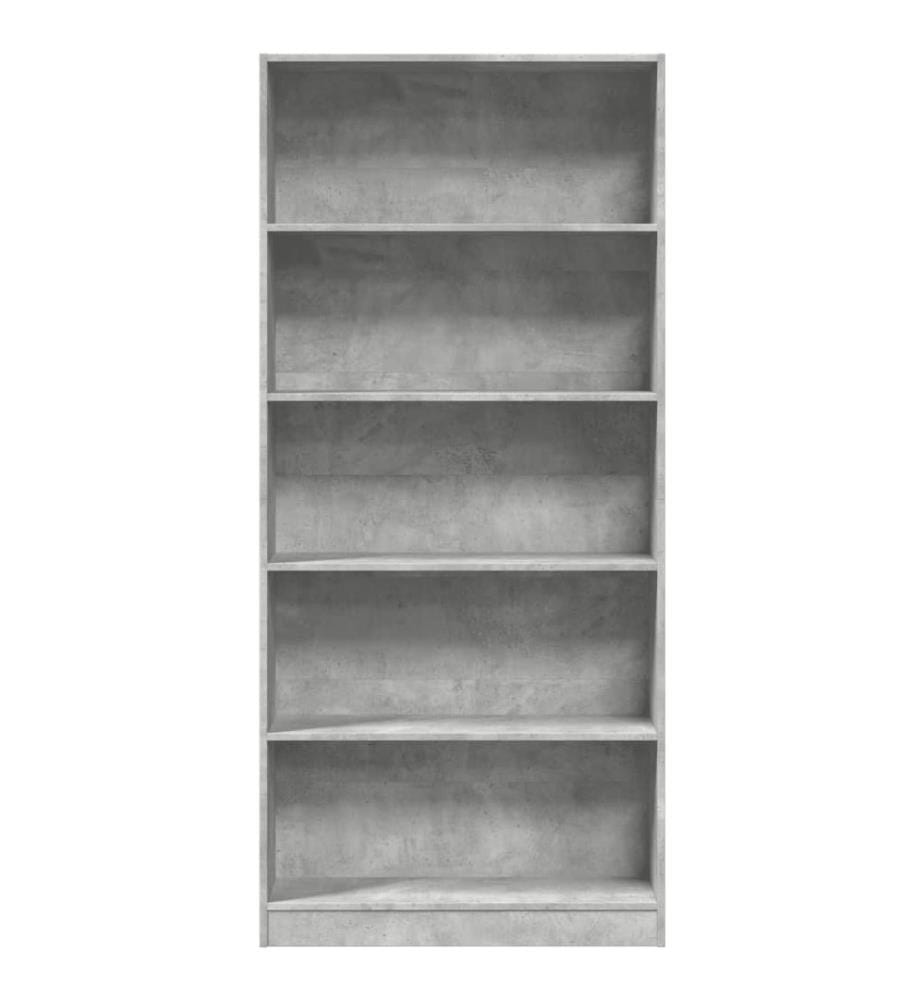 Bücherregal Betongrau 80x24x176 cm Holzwerkstoff