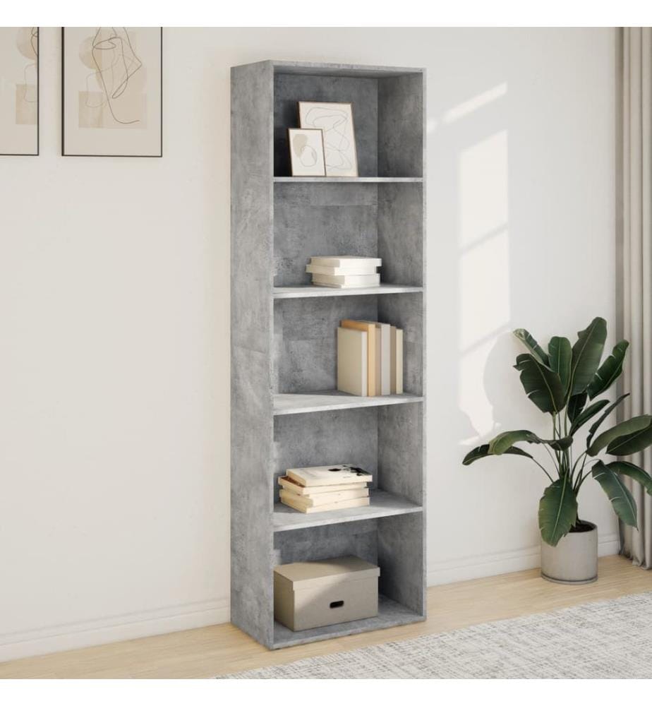 Bücherregal Betongrau 60x30x189 cm Holzwerkstoff