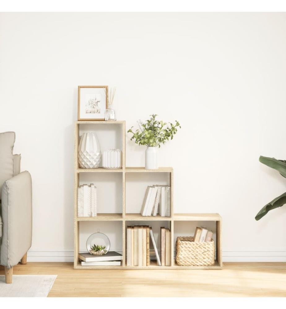 Raumteiler-Bücherregal 3 Etagen Sonoma-Eiche 99x29x99 cm