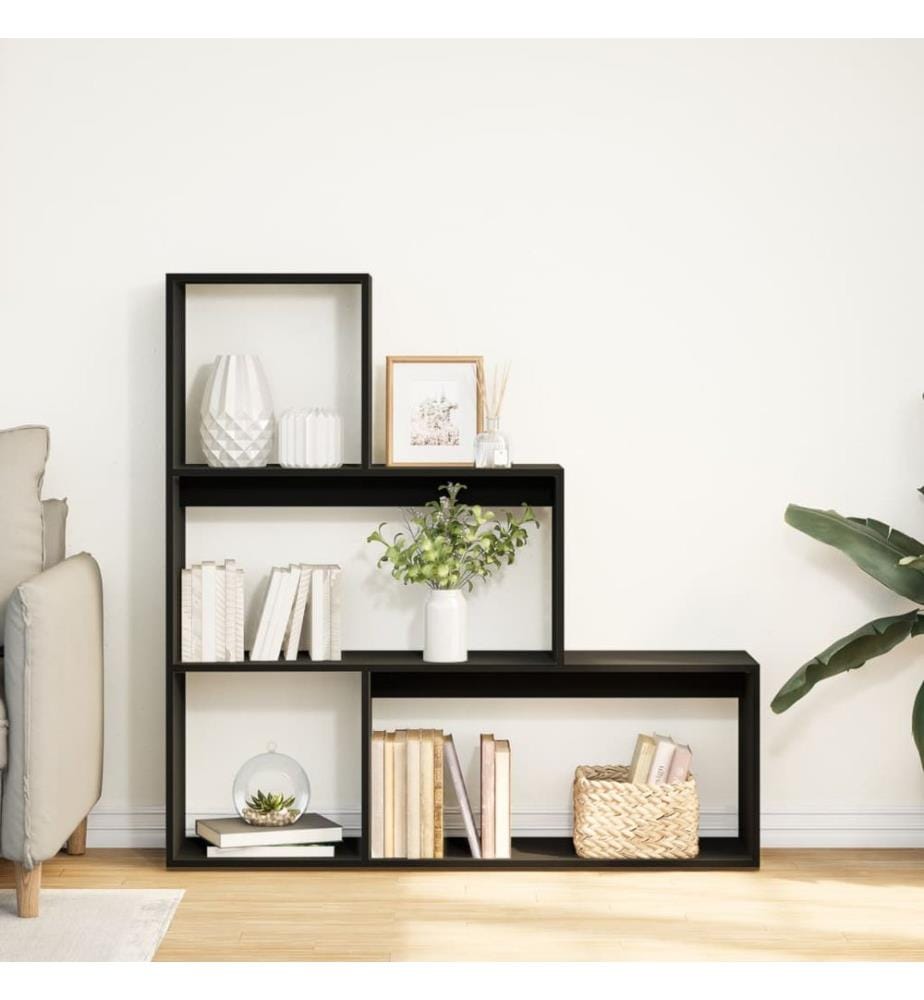 Raumteiler-Bücherregal 3 Stufen Schwarz 123x29x123 cm