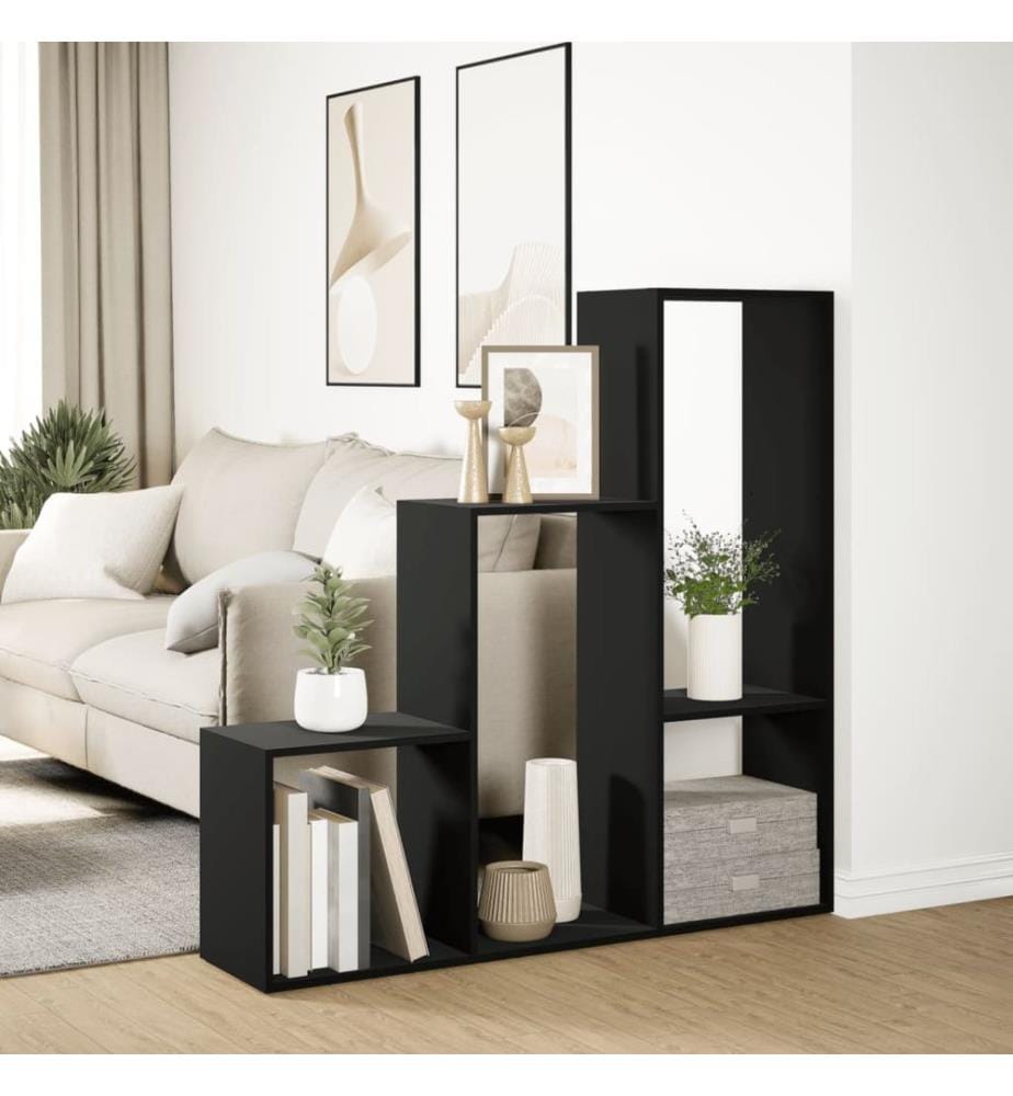 Raumteiler-Bücherregal 3 Stufen Schwarz 123x29x123 cm