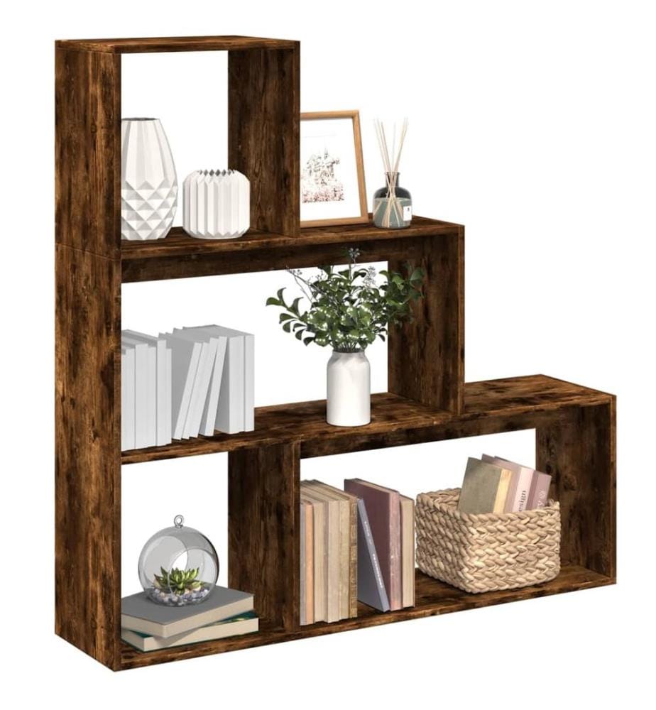 Raumteiler-Bücherregal 3 Stufen Räuchereiche 123x29x123 cm